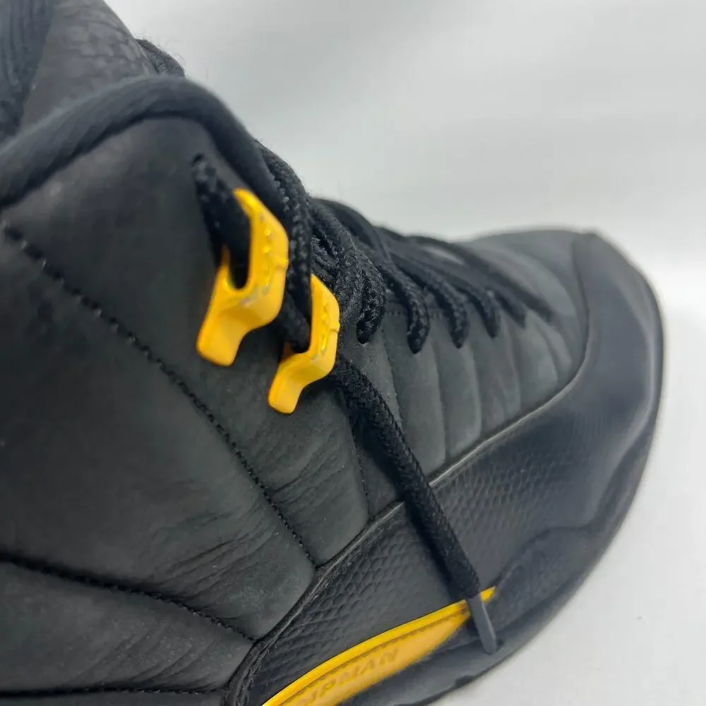 NIKE Air Jordan 12 Sneakers Mens 11.5 Retro Black Taxi Leather CT8013-071 Black